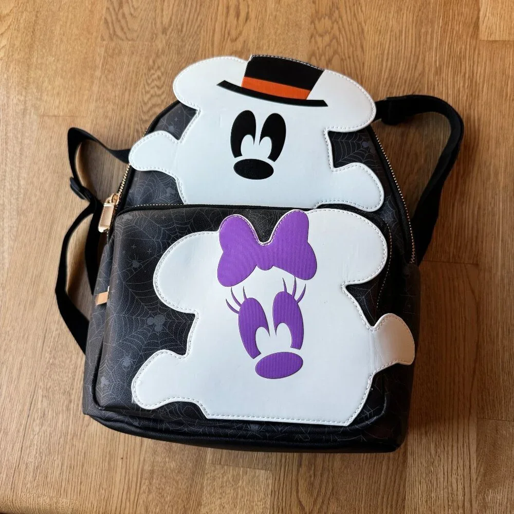 Disney Halloween Ghost Minnie Mickey Backpack Glow in the Dark NWT